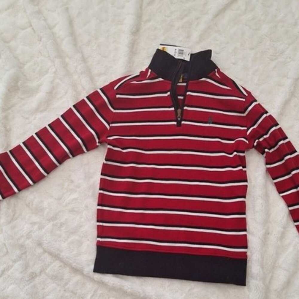 NWT Polo Ralph Lauren red and black long sleeve zip shirt boys medium